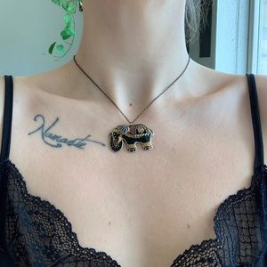 💍 Black and Gold Elephant Choker Necklace